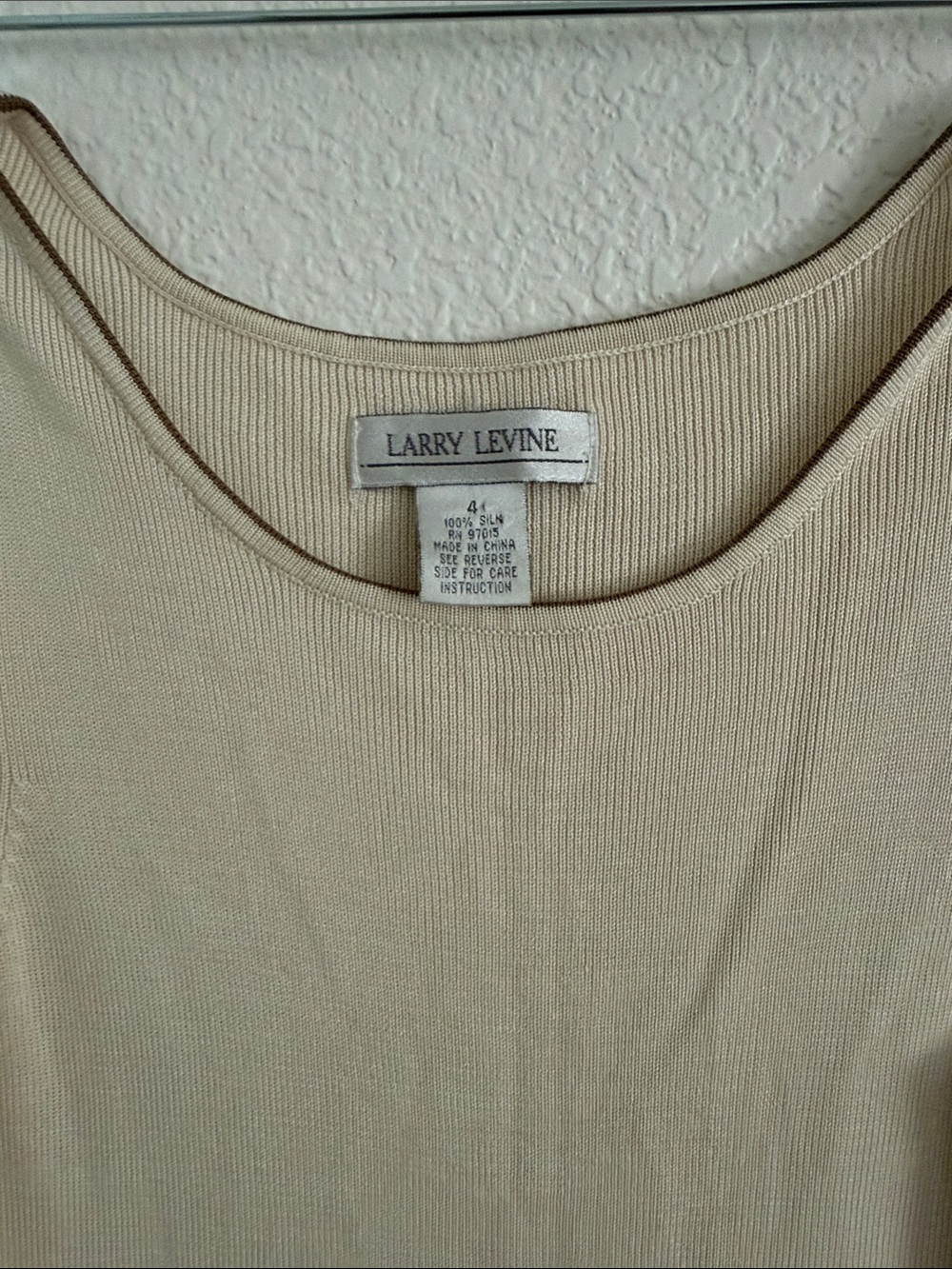Larry Levine Beige Silk Tank Top